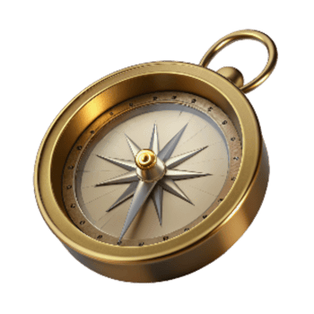 dramatic minimalist Vintage Compass with Brass Casing Isolated png