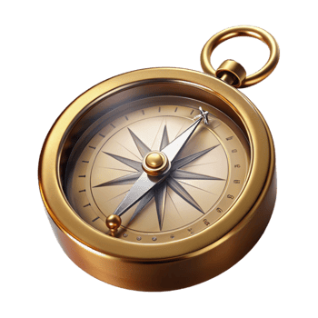 dramatic modern Vintage Compass Brass and Glass Isolated detailed png