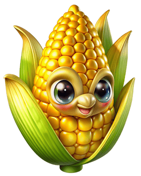 Glossy golden corn cobs floating on transparent background png