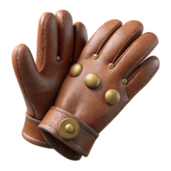 magnificent creative Vintage Leather Gloves with Button Closure Isolated Element high resolution png