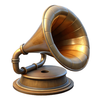 serene traditional Vintage Phonograph Horn with Stand Transparent high resolution png