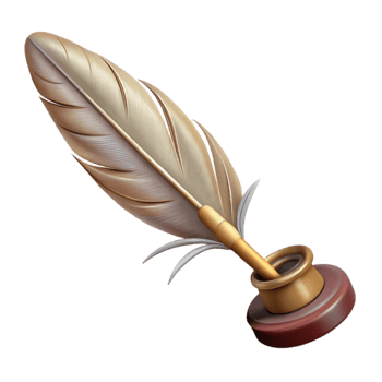 dramatic traditional Vintage Quill Pen Side Angle Cutout detailed png