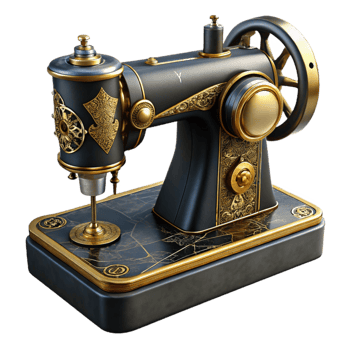 wonderful creative Vintage Sewing Machine Black and Gold Cutout Element high resolution png