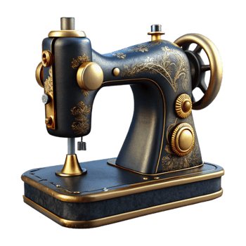dramatic traditional Vintage Sewing Machine Black and Gold Cutout Element original png