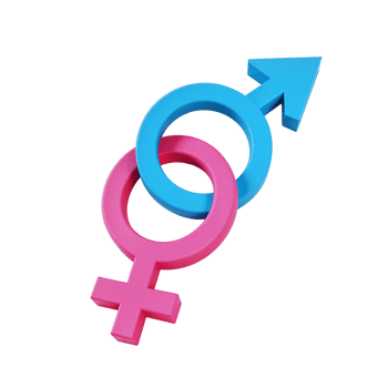 Gender symbols in blue and pink intertwined symbolizing equality png