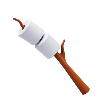 Marshmallow roasting stick with marshmallows for outdoor fun png