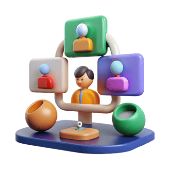 beautiful contemporary Virtual Meeting Platform with Avatars and Feeds Cutout genuine png