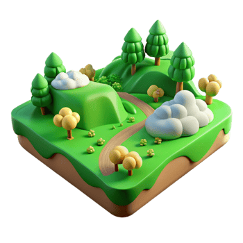 wonderful classic Virtual World Landscape Green Fields Isolated Element exclusive png