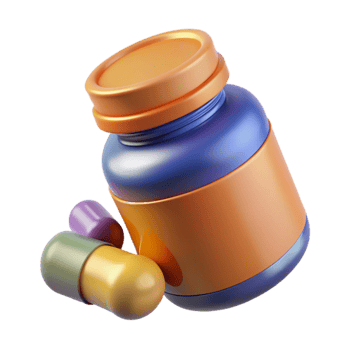 serene artistic Vitamins and Supplements Bottle Isolated professional png