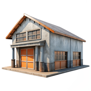 serene abstract Warehouse Building Front View Transparent Background original png