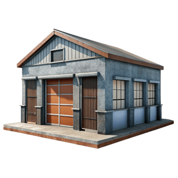 extraordinary classic Warehouse Building Front View Transparent Background high resolution png