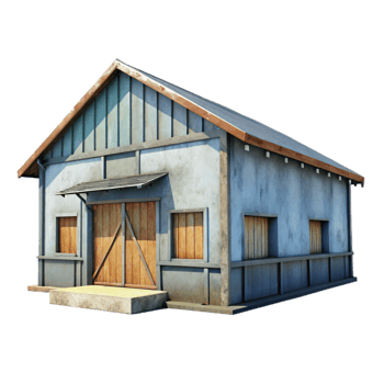 elegant creative Warehouse Building Front View Transparent Background original png