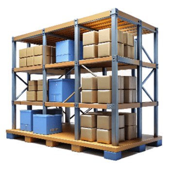 impressive modern Warehouse Shelves Stacked Boxes Transparent Background genuine png