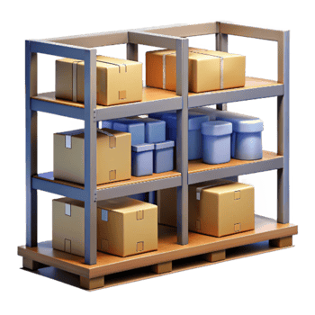 beautiful classic Warehouse Shelves with Boxes Cutout Element exclusive png