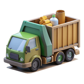 vibrant abstract Waste Management Truck Collecting Garbage Cutout genuine png