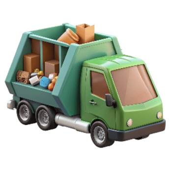 beautiful abstract Waste Management Truck Collecting Garbage Cutout detailed png