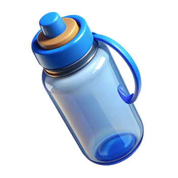 beautiful rustic Water Bottle Clear with Blue Cap Transparent Background authentic png