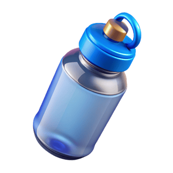 beautiful contemporary Water Bottle Clear with Blue Cap Transparent Background png
