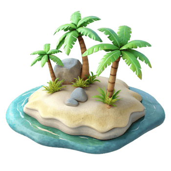 extraordinary artistic Watercolor Painting of Tropical Island Cutout exclusive png