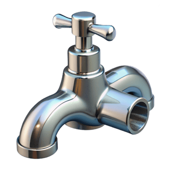 elegant traditional Water Faucet Chrome Angled View Transparent Background png