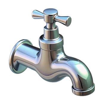 dramatic abstract Water Faucet Chrome Angled View Transparent Background original png