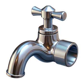 vibrant traditional Water Faucet Chrome Angled View Transparent Background detailed png