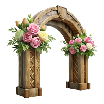 beautiful creative Wedding Arch Rustic Wood Floral Arrangements Cutout high resolution png