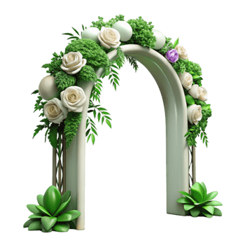 elegant modern Wedding Arch with Greenery and Flowers Isolated exclusive png