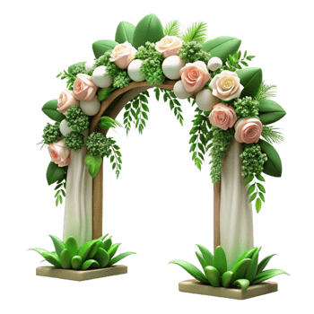extraordinary traditional Wedding Arch with Greenery and Flowers Isolated detailed png