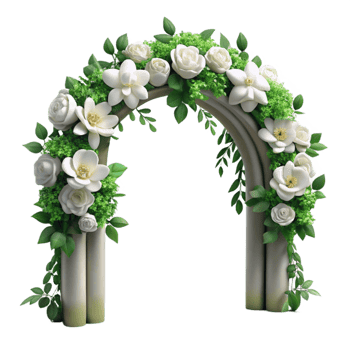 dramatic abstract Wedding Arch with White Drapery Isolated on Transparent Background professional png