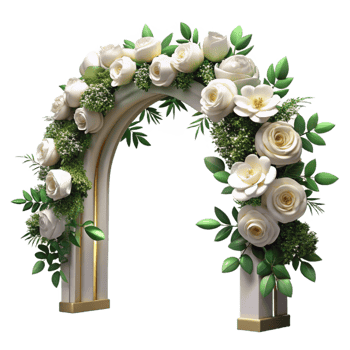extraordinary classic Wedding Arch with White Drapery Isolated on Transparent Background authentic png