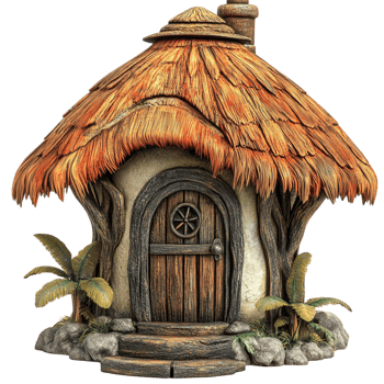 Fairytale Mushroom Cottage with Thatched Roof png