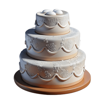 stunning abstract Wedding Cake with White Frosting Isolated on Transparent Background high quality png