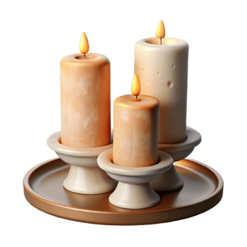 elegant traditional Wedding Candles with Holders Cutout Transparent Background detailed png