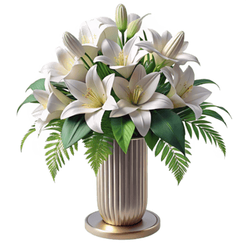 impressive abstract Wedding Centerpiece Tall Floral Arrangement White Lilies Cutout premium png