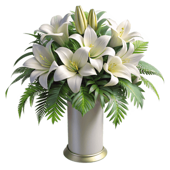 vibrant classic Wedding Centerpiece Tall Floral Arrangement White Lilies Cutout original png
