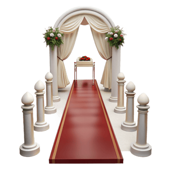 elegant traditional Wedding Ceremony Aisle with White Runner Cutout authentic png