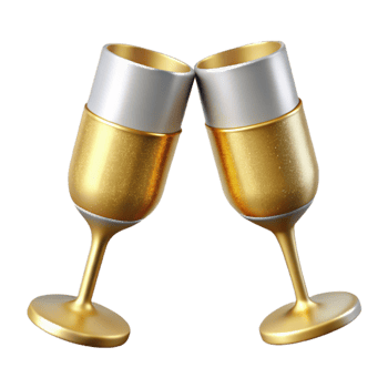 wonderful abstract Wedding Champagne Glasses with Golden Rim Isolated high resolution png