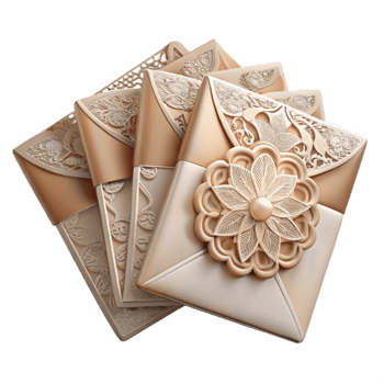 vibrant modern Wedding Invitations with Lace Design Cutout Transparent Background premium png