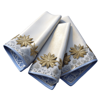 magnificent artistic Wedding Napkins White Linen Embroidered Design Cutout high resolution png