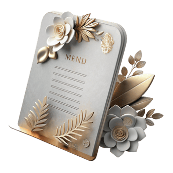 magnificent artistic Wedding Menu Card Elegant Script Floral Design Cutout authentic png
