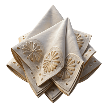 beautiful abstract Wedding Napkins White Linen Embroidered Design Cutout high quality png