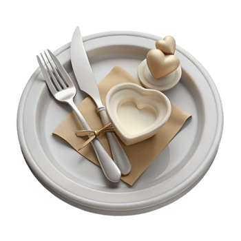 dramatic artistic Wedding Place Setting Silverware White Plate Cutout professional png