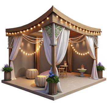 beautiful rustic Wedding Reception Area with String Lights Cutout professional png