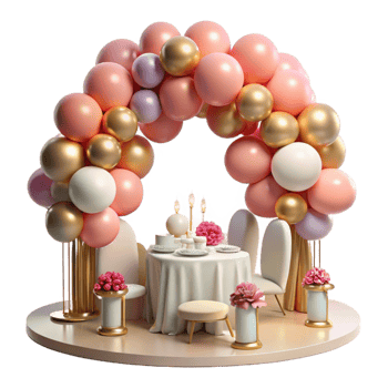 vibrant artistic Wedding Reception Decor with Balloons Cutout professional png