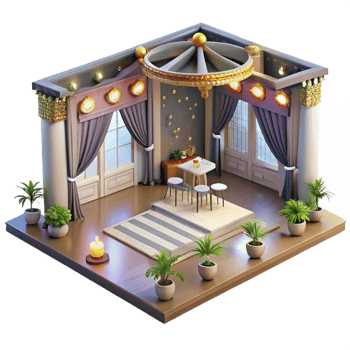 serene classic Wedding Reception Hall with Dance Floor Cutout authentic png
