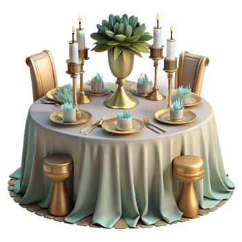 impressive minimalist Wedding Reception Table with Centerpiece Isolated png