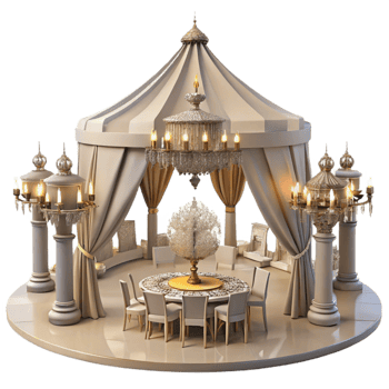 magnificent vintage Wedding Reception Venue with Chandeliers Cutout authentic png