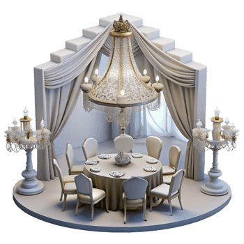 extraordinary abstract Wedding Reception Venue with Chandeliers Cutout professional png
