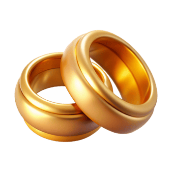 wonderful artistic Wedding Rings Cutout with Gold Bands Transparent Background authentic png